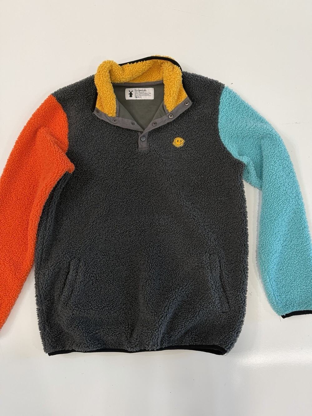 Dutch Bros Fleece Pullover Color Block Snap Collar Colorblock Winter Sz S